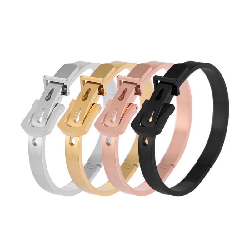 Other , Materials - メンズ 手首用 ベルトバックル ブレスレット ステンレス チタン 合金 メンズアクセサリー 個性派 デザイン 幾何学 モチーフ 楕円 形状 ゴールド シルバー ローズゴールド ブラック 多色展開 真空メッキ 加工 外砂内光 仕上げ 軽量 耐久性 普段使い