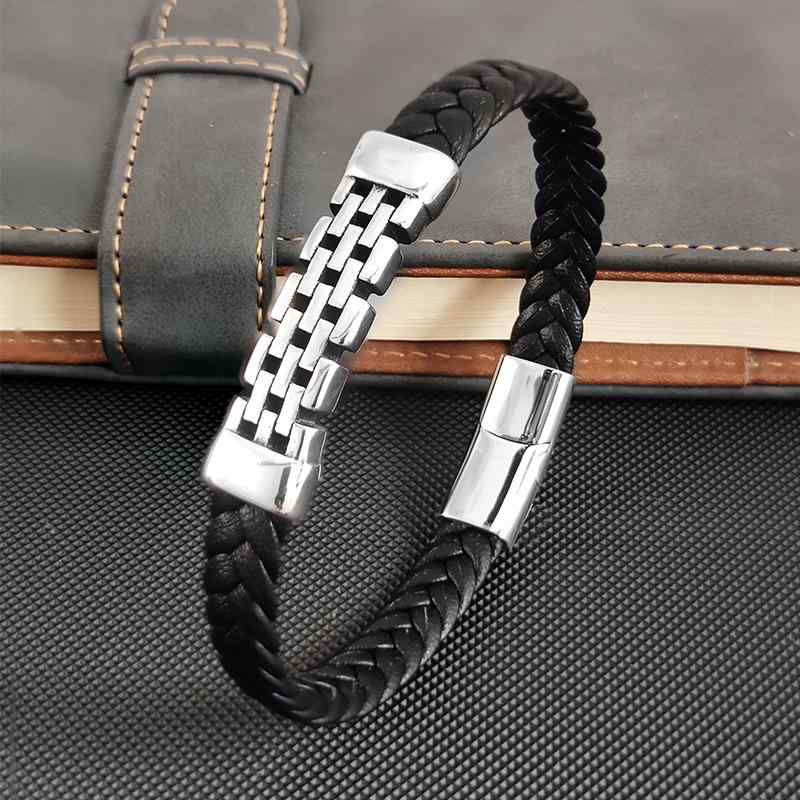 Men'S Accessories - メンズ 手首アクセサリー ステンレス 手錠 チェーン ブレスレット レイヤード メタル ジュエリー ユニセックス 幾何学デザイン ヴィンテージ スタイル ブラック 22cm 冬用 復古風 ライトウェイト 耐久性 メンズ レディース 対応 旅行 記念 ギフ