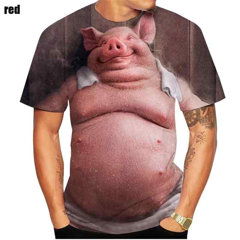 T-Shirts - Tシャツ メンズ かわいい 動物 豚 3D プリント 丸首 短袖 ゆったり トップス 涼しい 速乾 接触冷感 再生繊維 夏 ユニセックス 休日 普段使い 軽量 グラフィック プリント デザイン ポップ ユーモア ファッション ストリート スタイル