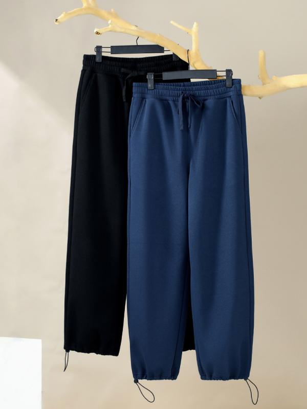 Pants - メンズ ロングパンツ 束脚 スウェットパンツ ゆったりシルエット 中腰 ドローストリング コットン 素材 マイクロストレッチ 耐摩耗 色持ち良好 ユニセックス スタイル 秋冬 シーズン ネイビー ビンテージブラック 青春向け スポーツ 普段使い 長ズボン