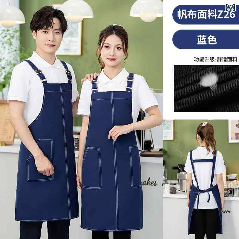 Sommelier Aprons - 無袖エプロン 防水 防油 印刷 家用キッチン レストラン 美容室 イベント 宣伝用 子供 成人 家族用 帆布 コットン 現代 シンプル ソリッドカラー ネイビー ブラック グレー ライトブラウン ダークブラウン 軽量 耐久性 通勤 普段使い 吸水性