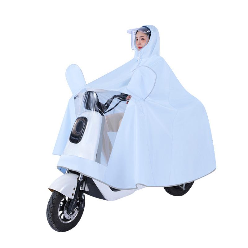 電動自転車 雨具 全身 ロングタイプ ポンチョ 男女兼用 防水 牛津布 PVCコーティング バイク スクーター ライディング ポーチ ミラー付き ミラーなし クリームイエロー グリーン スカイブルー ネイビー ピンク オレンジ レッド バイカラーハット