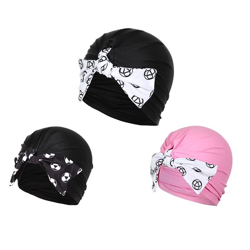 Swimming Caps - スイムキャップ 女性用 かわいい 布製 長髪対応 耳保護 伸縮性 プール 水泳 接触冷感 ブラック ホワイト ピンク 成人用 軽量 快適フィット