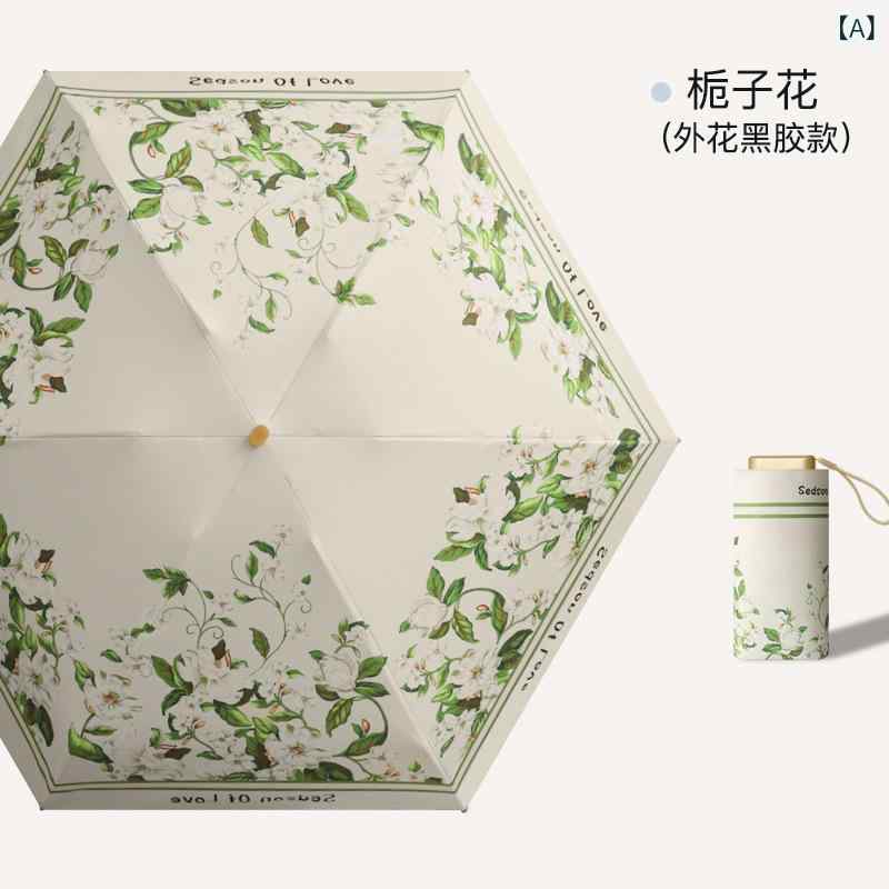 傘 - 折りたたみ 傘 六骨 防紫外線 コンパクト 晴雨兼用 軽量 花柄 デザイン 接触冷感 加工 成人用 屋外 通勤 普段使い UPF40以上 耐久性 手動開閉
