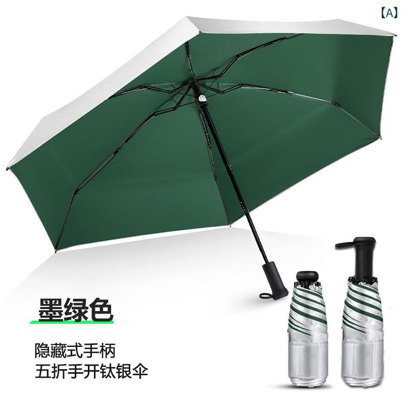 Umbrella - 折りたたみ 遮光 傘 超軽量 防紫外線 折り畳み式 隠し柄 軽便 晴雨兼用 防晒 防風 防雨 自動開閉 手動開閉 六本骨 鉄骨 衝撃布 タイ銀コーティング 190T密度 現代 シンプル UVカット UPF50以上 ミニ コンパクト ポータブル 女性用 メ