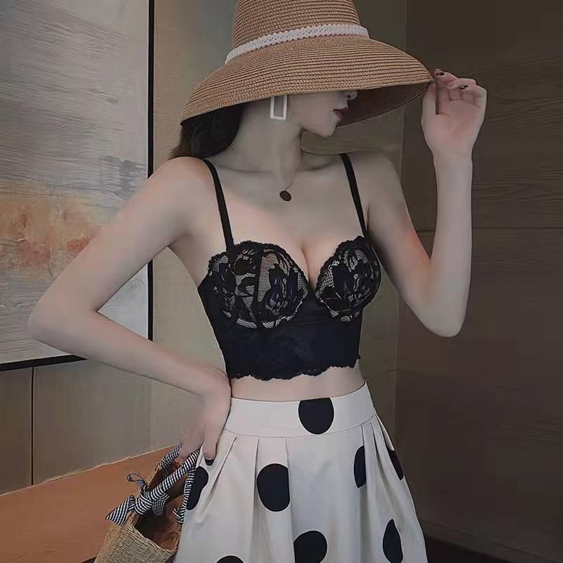ブラセット 女性用 セクシー 胸 小さめ 谷間強調 副乳カバー 3/4カップ ブラジャー セット 伝統デザイン ニット素材 伸縮性 軽量 取り外し肩紐 後ろ三列フック ブラック ホワイト ブルー レッド 青年向け 魅惑スタイル