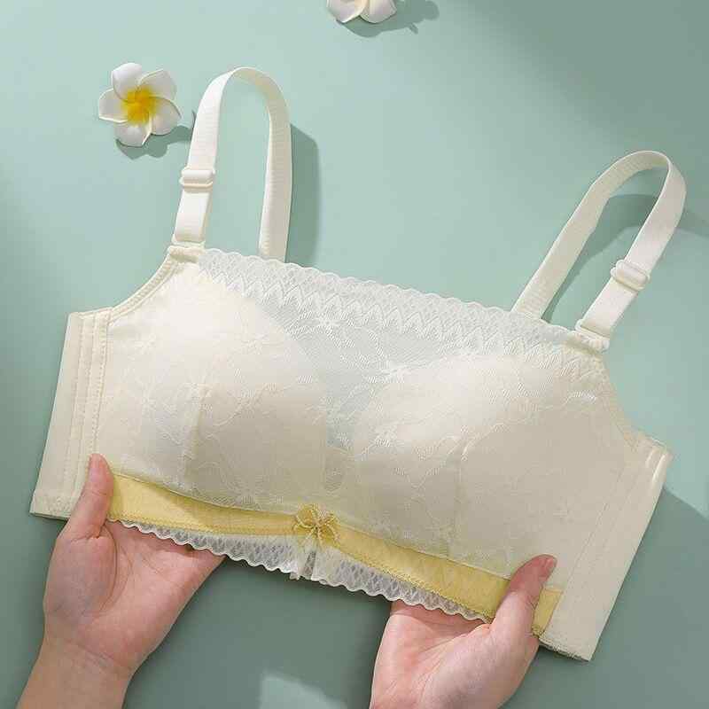 夏 ブラ 無鋼 無磁 防透け ストラップレス ブラジャー レース 微厚 インナー 小胸 ...