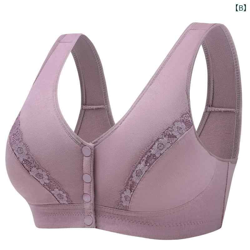 フォークBRのレディース 純棉 背心式 ブラジャー 無ワイヤー ワイヤレス ソフト コットン インナー 女性用 トップス インナーウェア 吸汗 防走光 副乳収納 全カップ 超薄 固定肩紐 前ホック 赤 紫 ベージュ 紫芋色 大きいサイズ 伸縮性 快適 コットン100%｜アングル3