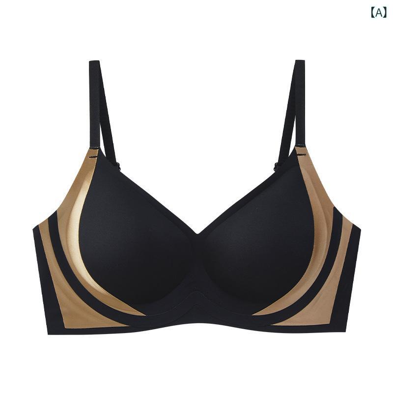 ノンワイヤーブラ 女性用 ソフトサポート 3/4カップ 無痕 聚拢 上托 側収 副乳収納 大胸小さめ効果 透気 快適 固定肩紐 後四列フック ナイロン素材 再生繊維 薄型海綿 上薄下厚 ブラック 香槟白 肌色 豆沙 ワインレッド 通年使用 高級感 カジュ