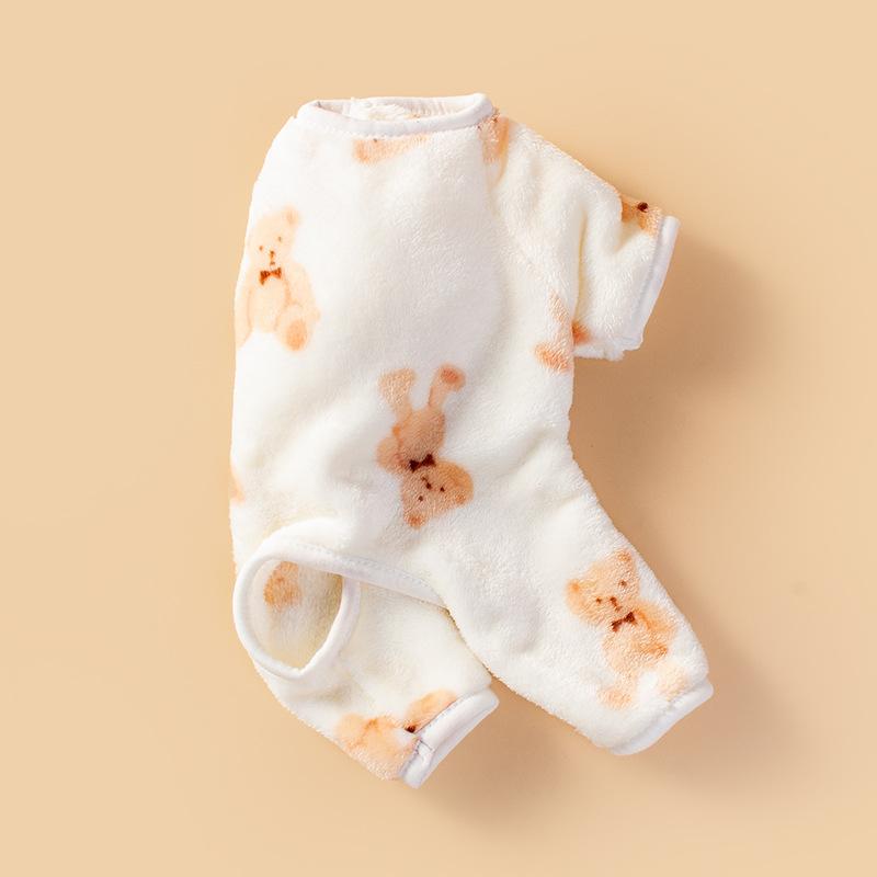 ペット 服 ペットウェア クマ柄 トレーナー 秋冬 長袖 四脚タイプ 防寒 暖かい 柔らかい フランネル素材 犬 猫 男の子 女の子 ドッグウェア キャットウェア