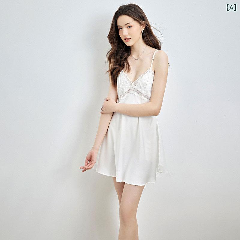 睡裙 レディース 春夏 接触 ルームウェア ネグリジェ ナイトウェア キャミソール ワンピース セクシー レース 美背 バックオープン インナー 部屋着 スリップ ランジェリー パジャマ 魅力的