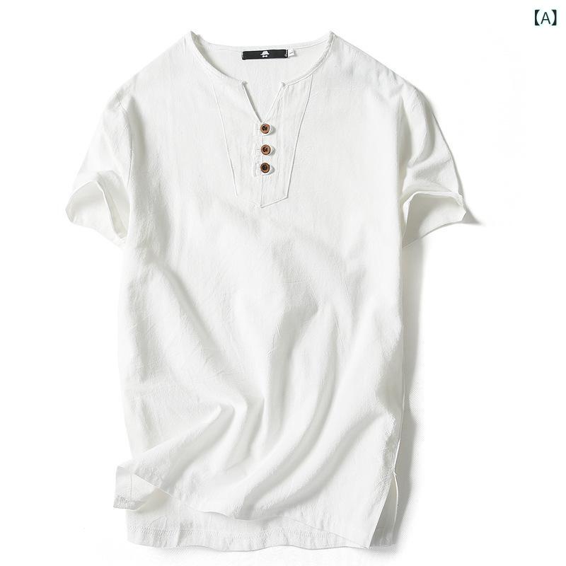 Other - メンズ Tシャツ 短袖 大きいサイズ 男性用 トップス ゆったり 涼しい 綿混紡 ポリエステル 吸汗速乾 通気性 薄手 ビッグシルエット 純色 無地 白色 黒 グレー ネイビー ライトブルー ベージュ 夏 春夏 普段使い 伸縮性 軽量 成人 18-24歳