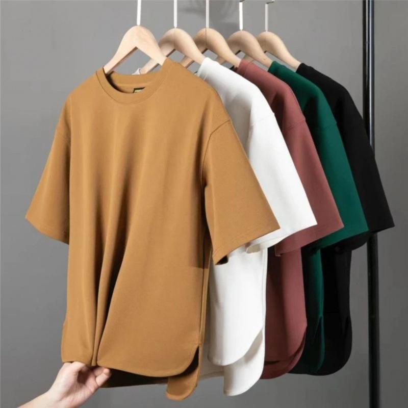 メンズ Tシャツ 半袖 トップス 丸首 ゆったり サイズ展開 純色 無地 透気性 涼しい...