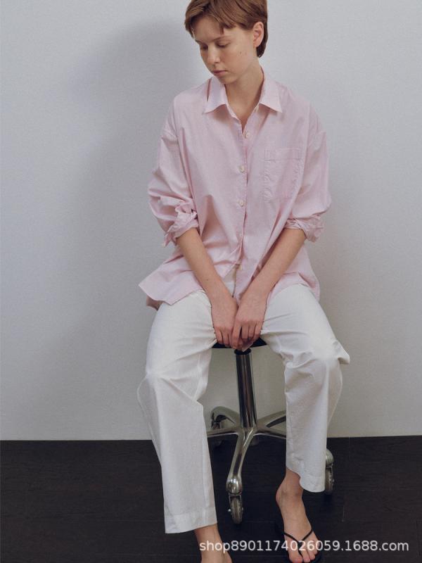 Garments - シャツ メンズ ピンク 綿 長袖 翻領 ワイドシルエット 中長丈 開襟 シングルボタン ポケット 付き ゆったり デザイン 日常使い 軽量 通勤 普段着 日韓 カジュアル スタイル 接触冷感 吸湿速乾 春夏 シーズン
