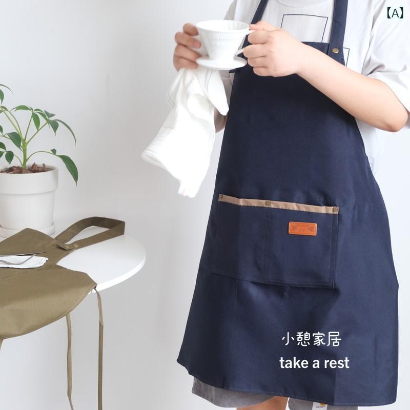 앞치마 맨즈 레이디스 방수 방유 무소매 키친 작업복 쇠고기풍 데님조 PVC 소재 깊은 블루 그린 브라운 순색 심플 북유럽풍 한풍 가정용 조리용 평상시 사용 경량 신축성 흡습 속건 통근 대응 아웃도어 대응 캐주얼