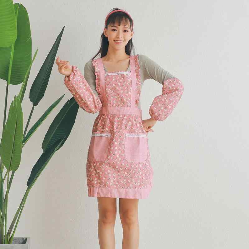 無袖エプロン 女性用 かわいい 花柄 プリンセスデザイン 防水 防油 全綿 キッチン 調理 家事 普段使い ピンク グレー ブルー グリーン パープル 夏