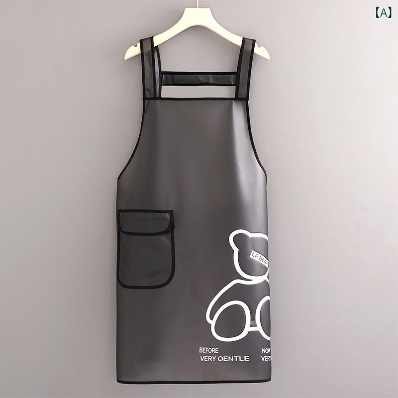 エプロン 防水 防油 女性用 キッチン 家事用 料理用 仕事着 無袖 作業服 男性用 女性用 PVC素材 軽量 伸縮性 黒 白 ピンク系 アイボリー 普段使い 通勤用 アウトドア ペットケア ヘアサロン 擦手機能 ポケット付き バックル式 肩掛け式 ビッ