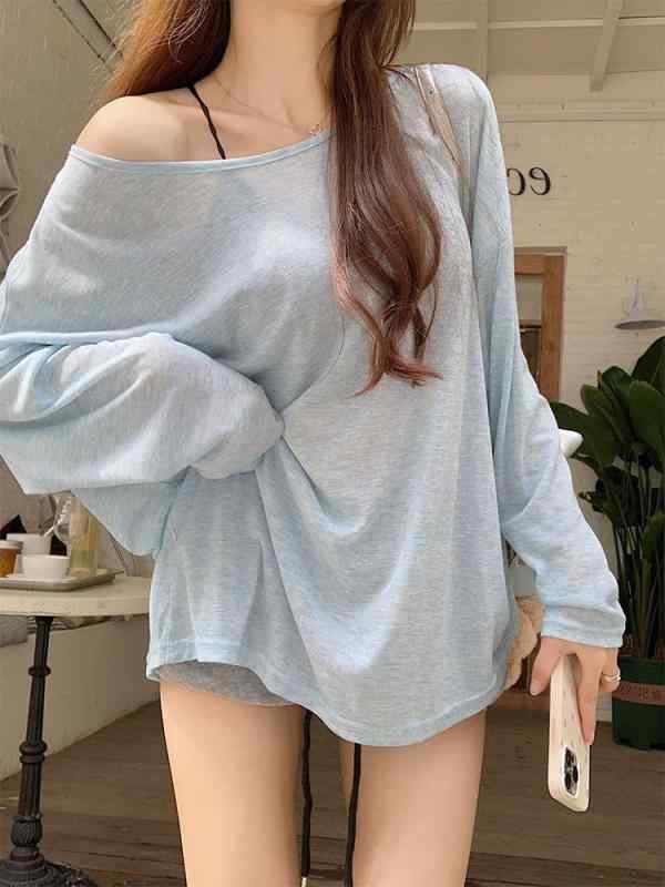 トップス 女性用 長袖 ルーズフィット インナー ラウンジウェア 後ろ...(4.0)