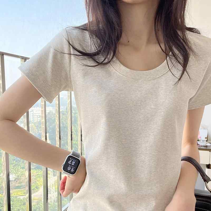 乐天商城 - レディース Tシャツ トップス 短袖 インナー ウエストシェイプ Vネック 切り替え 収腰 修身 綿 スパンデックス 混紡 吸汗 透気 快適 貼身 気質 通勤 日常 白色 ブラック ピンク グレー 赤 ミルクイエロー 夏 春夏