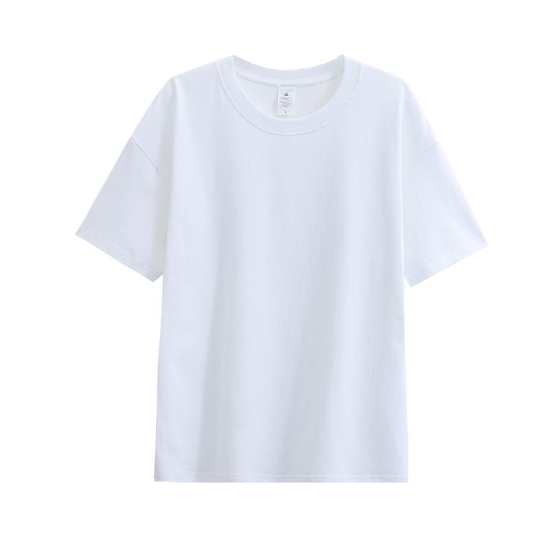 Other - Tシャツ レディース 春夏 綿100% 落肩袖 短袖 トップス 無領 セットイン ワイドシルエット ルーズフィット 半袖 インナー コットン 純色 磨毛加工 ヘムリブ 普通丈 50cmから65cm カラーバリエーション 白 グレー アイボリー カーキ ピ