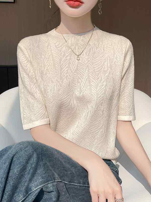 Other - Tシャツ レディース 短袖 接触冷感 レイヨン混 ラッセル繊維 薄手 丸首 ゆったりシルエット 夏 通勤 カジュアル アイボリー ピンク ブラック 吸湿速乾 軽量 伸縮性 部屋着 普段使い