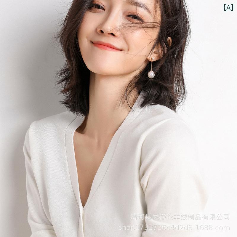 ニット カーディガン 女性用 春夏 通勤 純色 Vネック 修身シルエット 長袖 短丈 ナイロン ポリエステル 気質 韓風 トップス 軽量 伸縮性 ブラック ホワイト レッド グレー グリーン ピンク ブルー イエロー ベージュ
