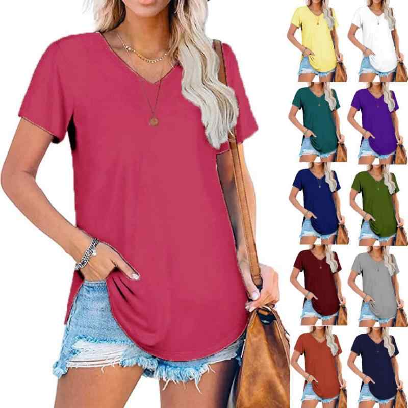 Tシャツ 女性用 夏 春夏 Vネック ニット トップス 純色 短袖 ゆったり 大きいサイズ 接触冷感 ポリエステル 切り替え セットアップ 都市カジュアル ブラック グリーン グレー パープル イエロー ホワイト ネイビー ワインレッド ブラウン ダーク