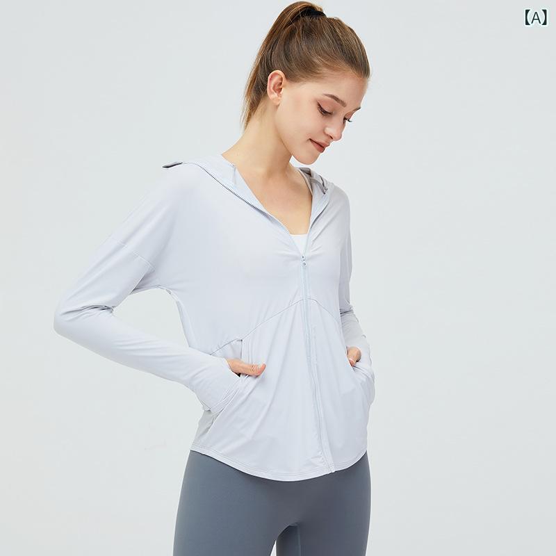 Rakuten - レディース 防紫外線 防晒服 接触冷感 軽量 速干 上着 連帽 ホワイト グレー ピンク系 吸湿排汗 透気性 耐摩耗 錦纶素材 通年 アウトドア 運動 ランニング ハイキング キャンプ フィッシング サイクリング 旅行 郊外レジャー フィットネス 日常使