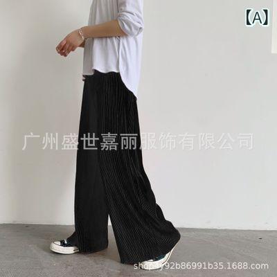 乐天商城 - レディース 春夏 ワイドパンツ クロップド プリーツ ガウチョパンツ ハイウエスト ミッドライズ 高弾力 ポリエステル ポリエステル混紡 ゆったりシルエット ロング丈 ミドル丈 調整可能丈 かわいい 甘め フレッシュ スタイル ブラック ワインレッド ベ