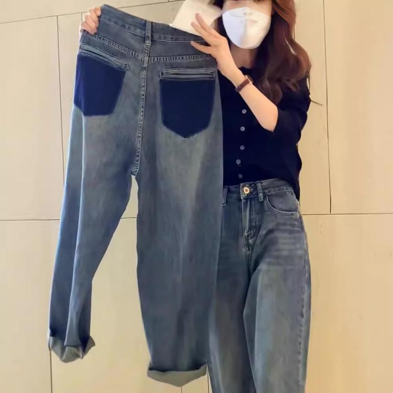 デニムパンツ レディース ハイウエスト テーパードパンツ ゆったり 裏起毛 厚手 秋冬 ジーパン ジーンズ 体型カバー 梨型体型 ズボン ストレート ルーズシルエット カジュアル おしゃれ