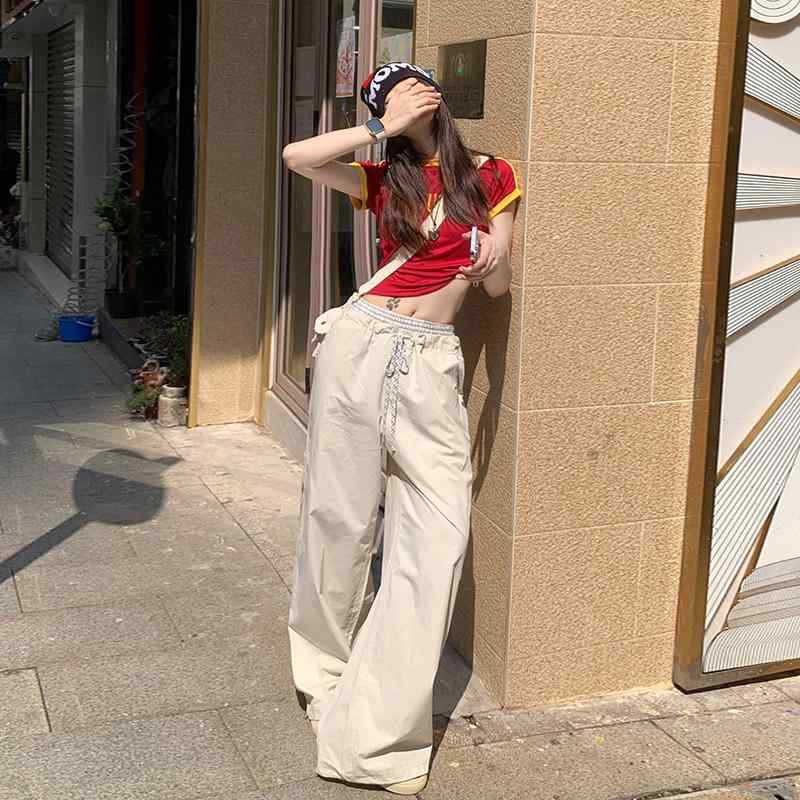 ・主な素材: 綿100%・スタイル: 休闲・カテゴリ: 休闲裤・シルエット: 阔腿・パンツタイプ: 宽松型・パンツ丈: ロング・ウエスト: 高腰・厚み: 薄手・流行要素: 拼接・カラー展開: 藏青色,蛋黄色,岩石灰・サイズ展開: XS,S,M,L,XL・伸縮性: 微弹