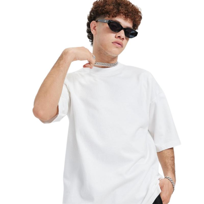 メンズ Tシャツ 短袖 トップス 純棉 コットン100% ゆったり ルーズフィット 落肩袖 ラグラン 丸首 クルーネック 厚手 ヘビーウェイト 透気性 吸湿速乾 抑菌 色牢度高 純色 無地 白色 ブラック ブラウン ネイビー ダークグレー カジュアル ス
