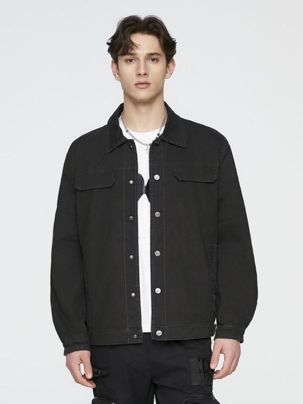 Other Apparel - メンズ ジャケット 春秋 復古 男性用 コットン 長袖 合体型 単排ボタン スタンドカラー 側ポケット 耐摩耗 防風 伸縮性 黒 グレー 直裾 ウォッシュ加工 軽量 普段使い 秋冬 春夏 トップス アウター