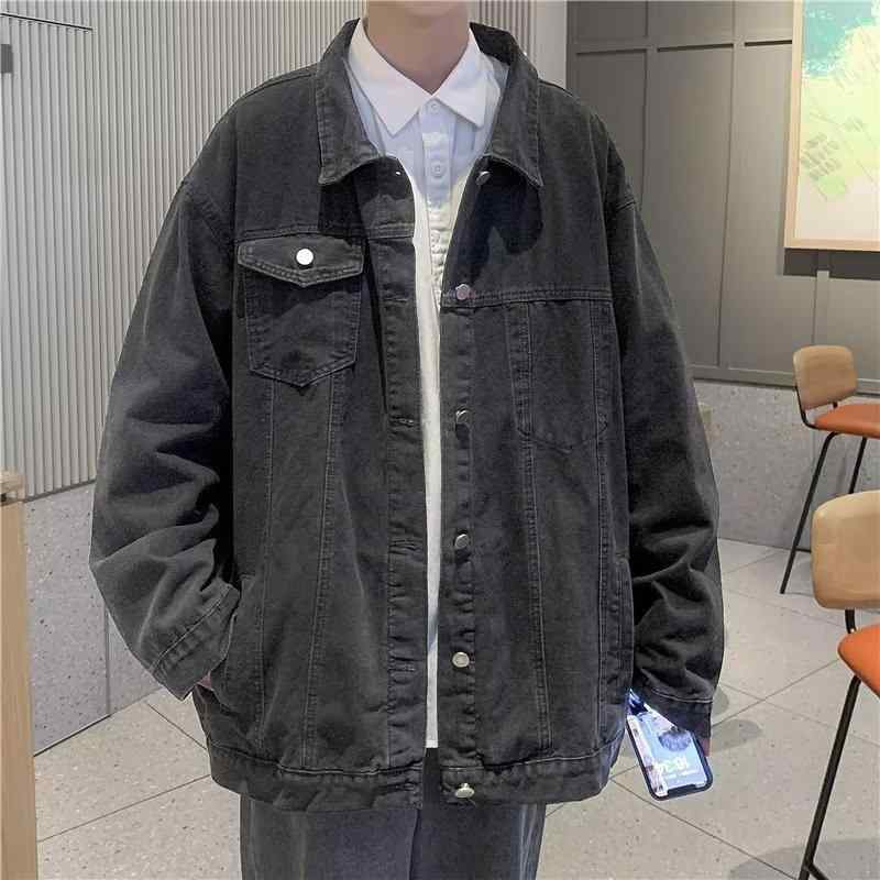 Other - メンズ ジャケット 牛仔 外套 春季 青少年 男性用 耐磨 ポリエステル 涤纶 素材 ゆったり シルエット スタンドカラー シングルブレスト 長袖 直線 ヘム サイドポケット 切り替え デザイン 黒 グレー ブルー カラーバリエーション 春 シーズン ス