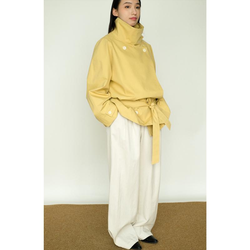 Coat - コート 女性用 春夏 トレンチコート ミドル丈 コットン素材 綿95%以上 シンプルデザイン 韓国風 ラペルカラー ダブルブレスト 長袖 ストレートシルエット ポケット付き 切り替えデザイン ミディアム厚 明るいイエロー カジュアルスタイル 日韓風 軽量
