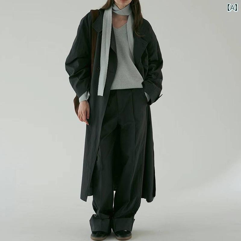 レディース コート 風衣 ロングコート 綿素材 春夏 秋 秋冬 通勤用 普段使い シンプル 立領 長袖 ワイドシルエット ゆったり グレー ライトグリーン 単排ボタン ミドル厚 無地 韓国風 カジュアル 2