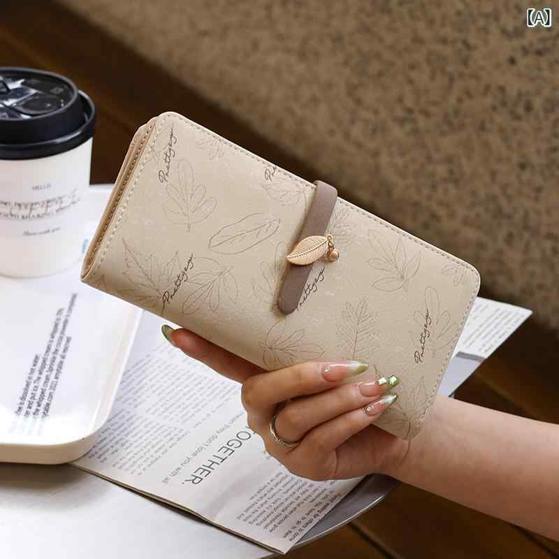 財布 レディース 長財布 韓国風 PU 革 花柄 プリント ジッパー ホック ハンドバッグ 学生用 コインケース カードケース 米色 ブラック ブラウン ベージュ ブルー ピンク 耐久性 日常使い かわいい 花柄 プリント 柔らかい 2つ折り 夏 コーデ