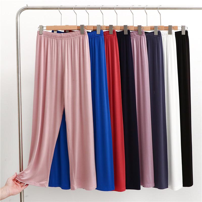 Capri Pants - レディースパンツ モダール 高腰 直筒 ゆったり ワイドレッグ 黒 白 ベージュ ライトパープル ライトブルー グレー レンガ色 ネイビー 気質 通勤 薄手 高伸縮 接触冷感 吸湿速乾 女性用 ホームウェア ヨガウェア ロングパンツ 軽量 現代舞