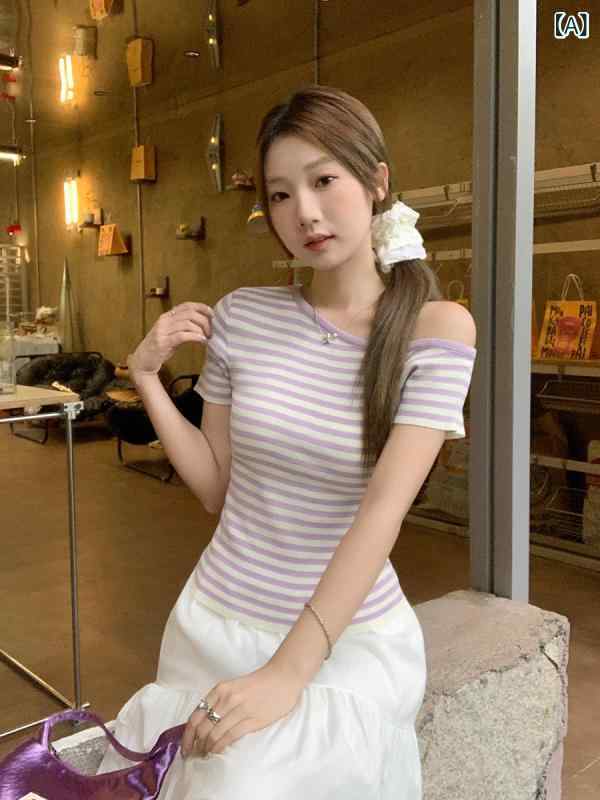 トップス 女性用 夏季 接触冷感 針編み 短袖...の紹介画像2