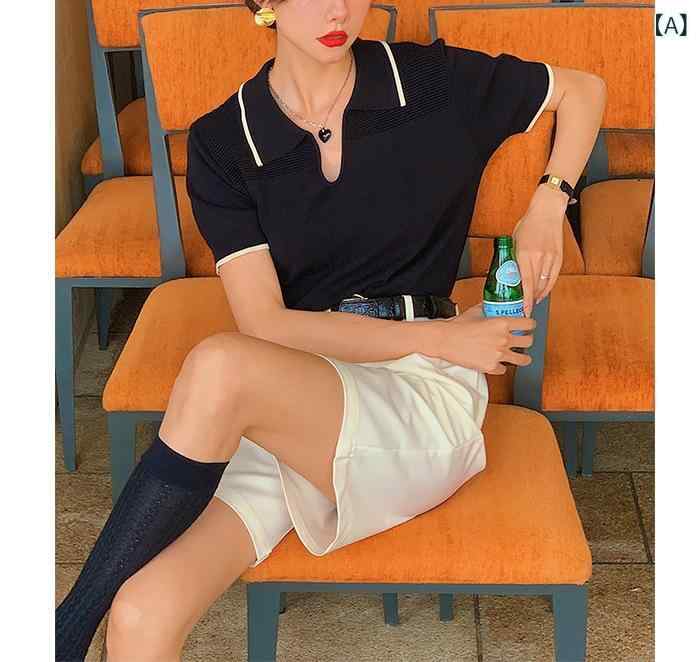 レディース ポロ襟 トップス 接触冷感 針織 ...の紹介画像2