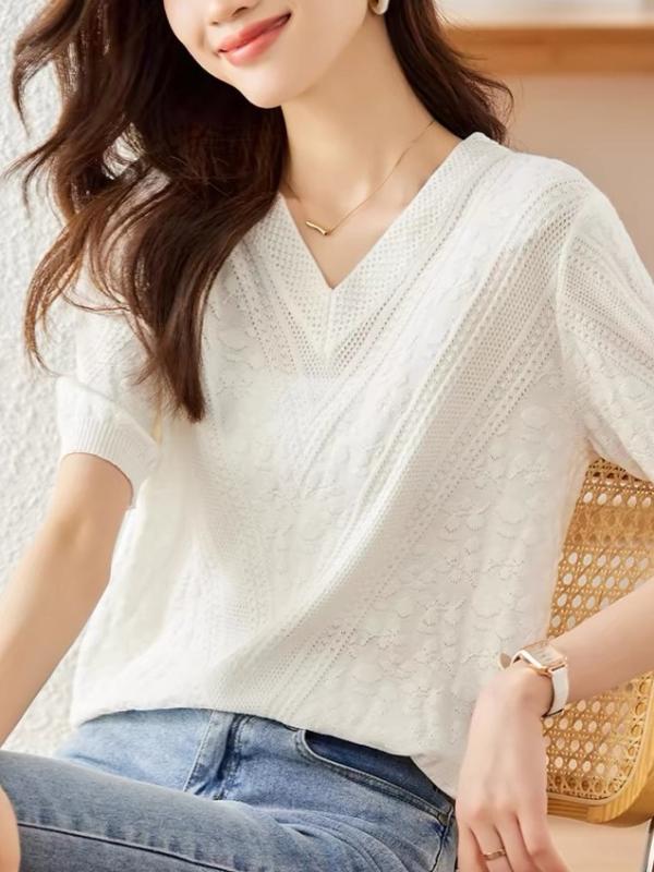 ・主な素材: ポリエステル50-70%・厚み: 中厚・スタイル: 都市・スタイル: 通勤・ネックライン: Vネック・袖丈: 三分袖・着丈: 普通(50-65cm)・カラー展開: 画像色・サイズ展開: S,M,L,XL