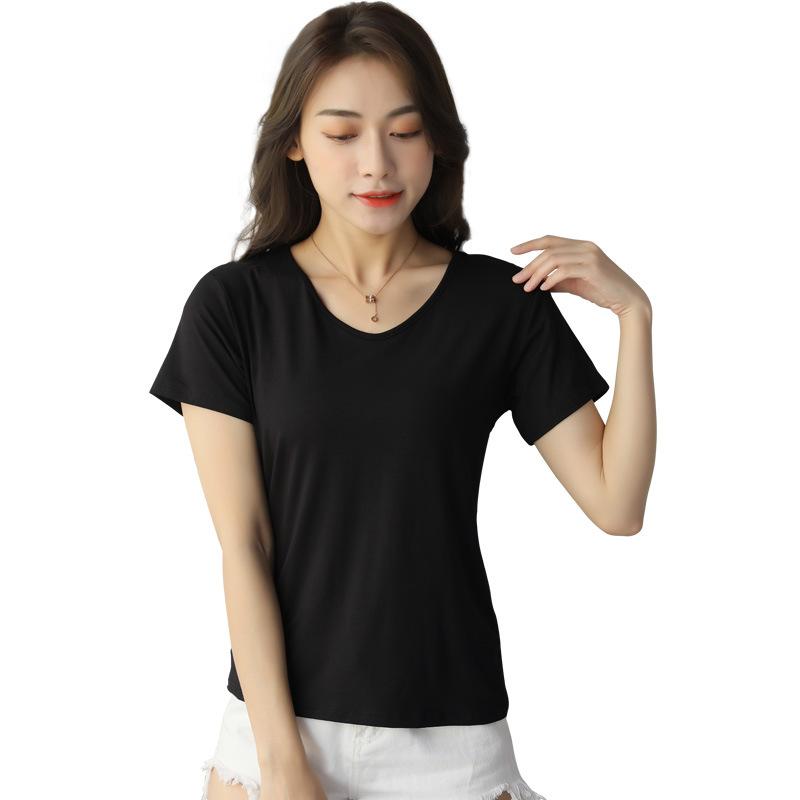 乐天商城 - Tシャツ レディース 春夏 接触冷感 モダール インナー トップス 短袖 Vネック 切り替え ブラック ホワイト グレー カーキ ブラウン ダークグリーン ゆったり ビッグサイズ 軽量 吸湿速乾 通勤 普段使い