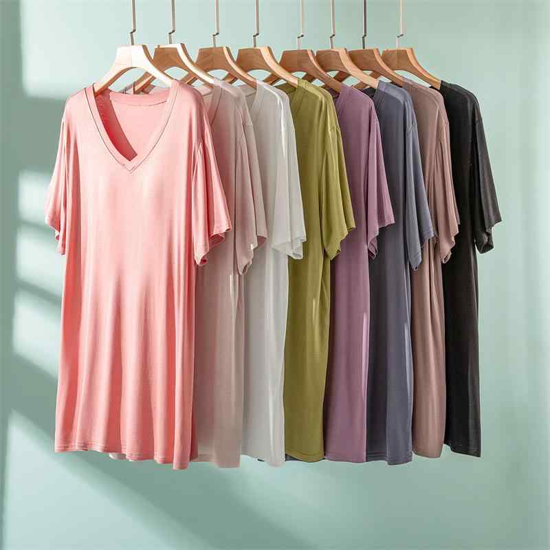 Rakuten - Tシャツ 女性用 夏 短袖 Vネック モダール 接触冷感 薄手 胸パッド付き インナー トップス ワイドシルエット 気質 通勤 吸湿速乾 ブラック ホワイト ピンク グリーン カーキ グレー ベージュ パープル