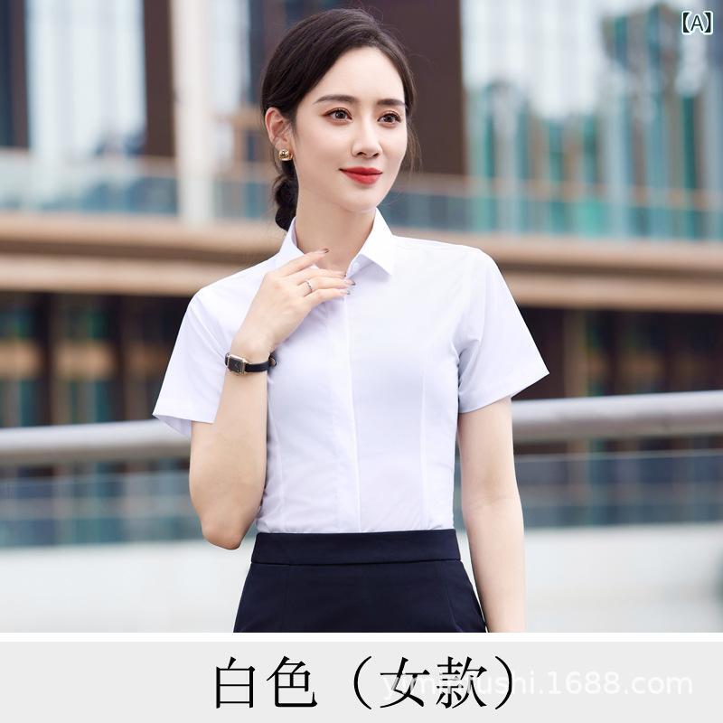 乐天商城 - シャツ メンズ レディース 男女兼用 修身 短袖 免烫 モダール 再生繊維 ストレッチ ピンク ホワイト ライトグレー ライトブルー ブルー 通勤 仕事着 ビジネス トップス 開襟 シングルブレスト ボタン スクエアネック ベーシック スリムフィット 夏