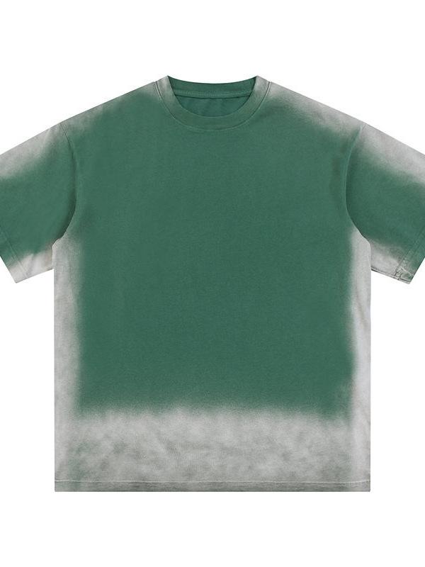 Tシャツ メンズ レディース 短袖 丸首 ゆったり 落ち肩 コットン 混紡 透気性 無地 グラデーション 黒 緑 青 ユニセックス カジュアル 日常使い 春夏 秋冬 オールシーズン ゆったりトップス ラフスタイル コットンT グラデ柄 ゆったりシルエット
