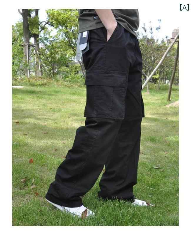 乐天商城 - メンズ ワイドパンツ 工装パンツ 直筒パンツ 中腰 コットン100 透気性 無弾性 多ポケット 長ズボン 直筒裾 黒 緑 グレー ゆったり プラスサイズ オールシーズン 青年 休闲 日常使い