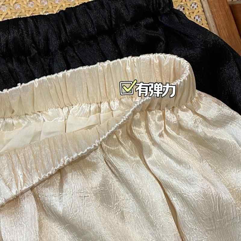 レディース セットアップ スカート セット 不規則 ウエスト プリーツ デザイン トップス ハーフスカート 2点セット 3D プリント マカロンカラー 切り替え デニム 生地 ポリエステル 素材 ブラック 杏色 簡約 スタイル 日韓 カジュアル 3分袖