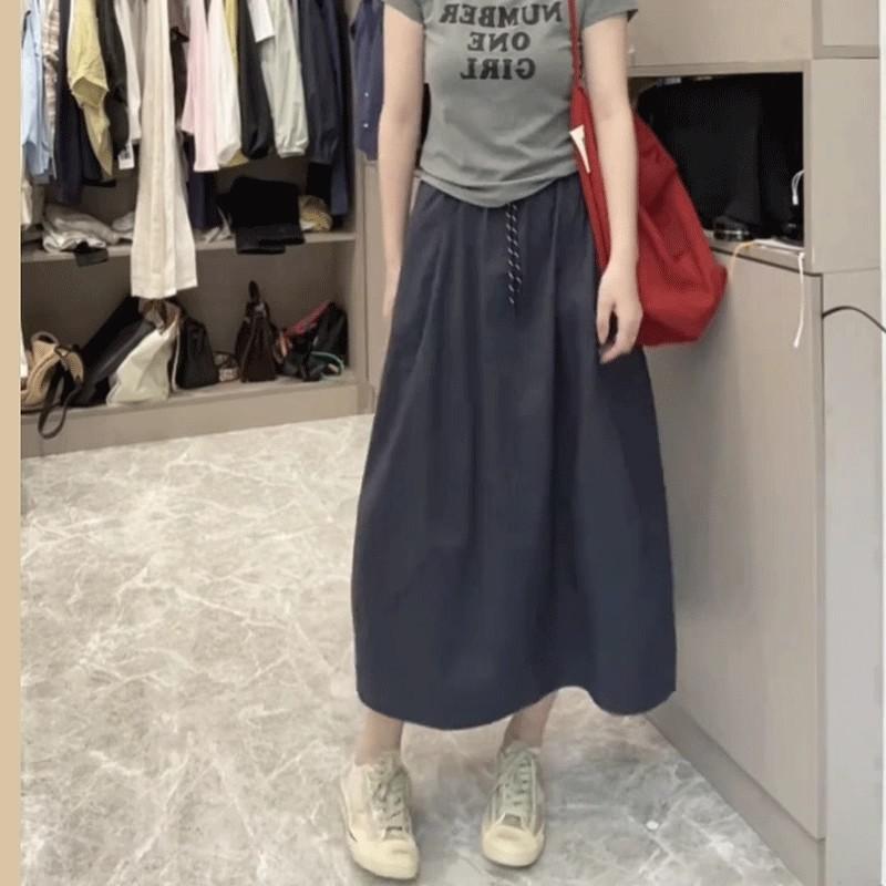 Skirts - スカート レディース 花苞スカート 半身スカート ミドル丈 夏 韓国風 伸縮ウエスト ファッション スリム 通勤 気質 カジュアル 工装スカート トレンド シェニール素材 卡其 白色 黒