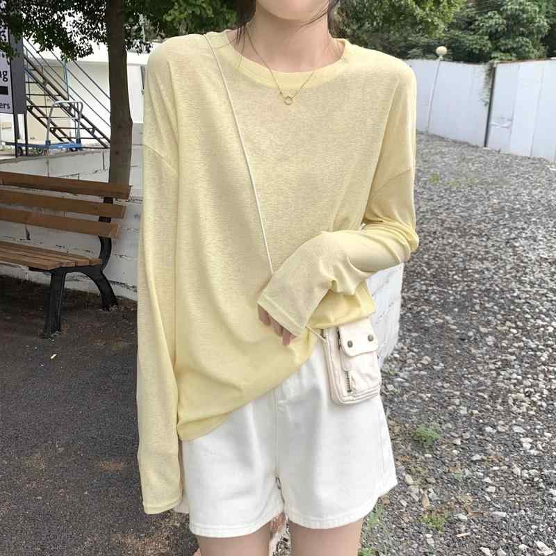 Tシャツ レディース 防晒 接触冷感 長袖 セットアップ 薄手 ワイドシルエット スリム効果 抽象柄 透視 切り替え 丸首 中長丈 通勤スタ..