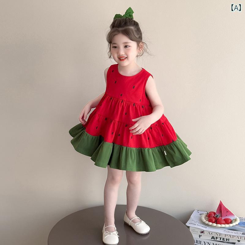 Dresses - {"result": "女の子 ワンピース 夏 吊り下げ 背心 スカート 赤 ドット柄 プリンセス スカート かわいい 綿混紡 柔らかい 無袖 女児 夏服 女の子 ベビー 切り替え デザイン 潮 スタイル 甘い 無袖 スカート コットン ミックス ソフト